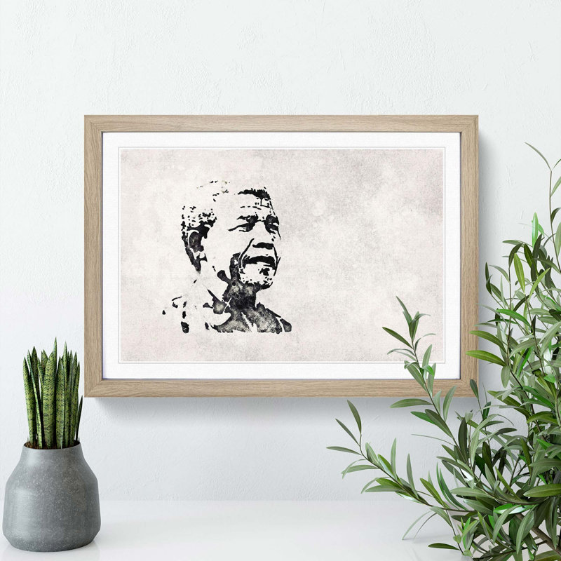 Nelson Mandella - Picture Frame Painting Print, Oak Framed, 36cm H x 48cm W x 2cm D