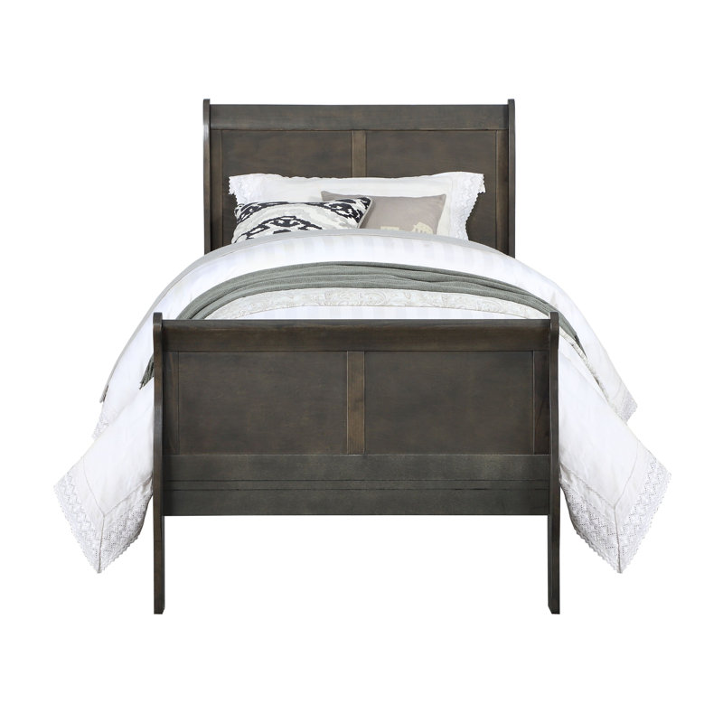 Cavender Sleigh Panel Bed, Twin, Dark Gray