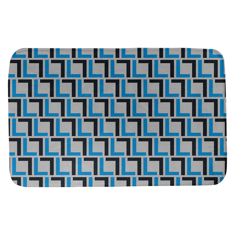 Tapis pour salle de bain Baltimore, l 17 po x L 24 po, Silver/Carolina Blue/Black