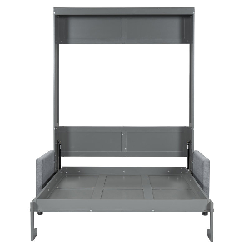 Lit escamotable avec coussin Murphy, Lit double, Gris