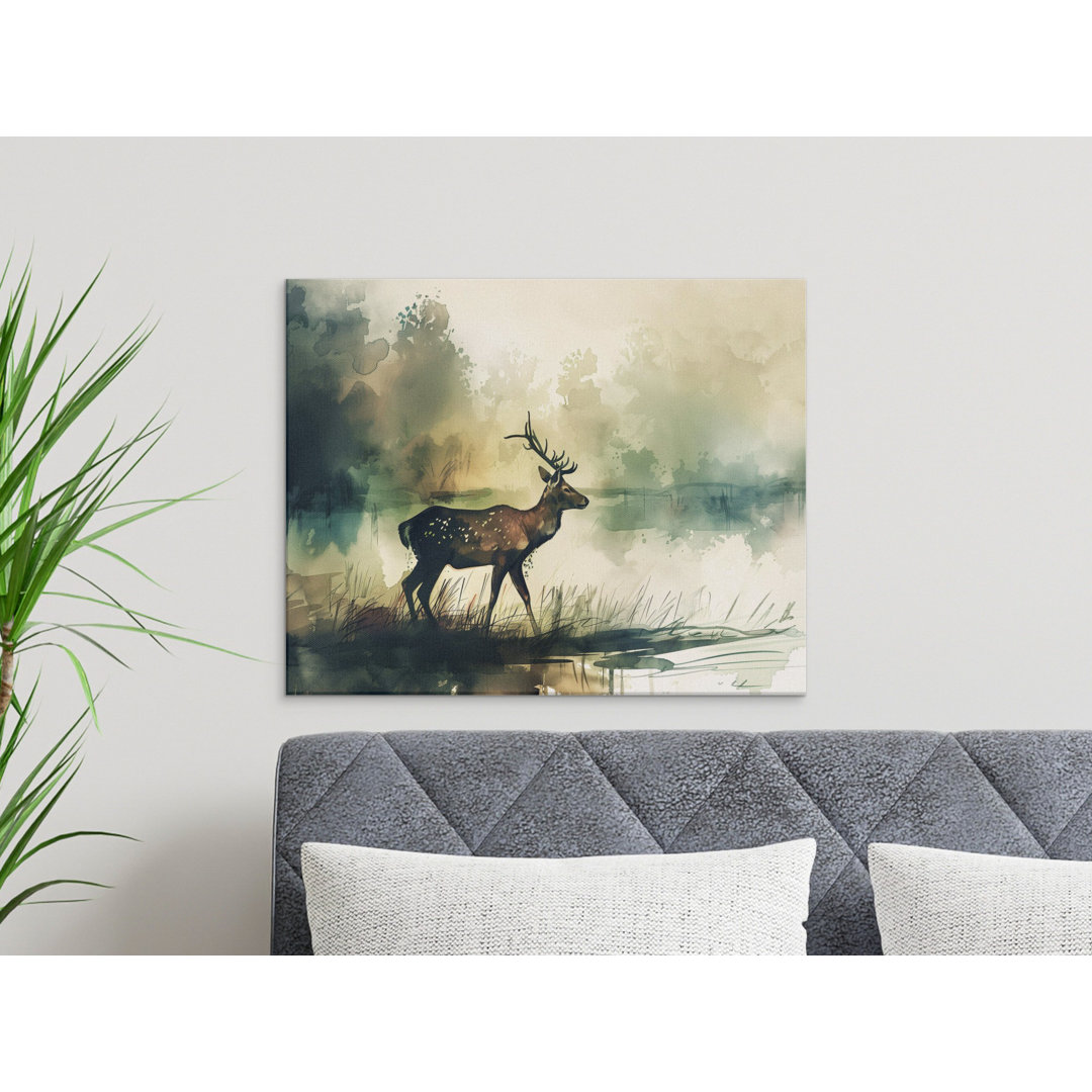 Serene Woodland Deer Canvas Wall Art