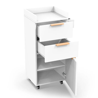 33.46 H x 15.74 W  Wood Salon Trolley Cart With 4 Wheels