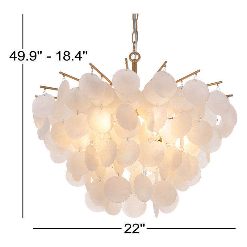 Luminaire lustre 6 lumières de style côtier moderne Maymie, Doré