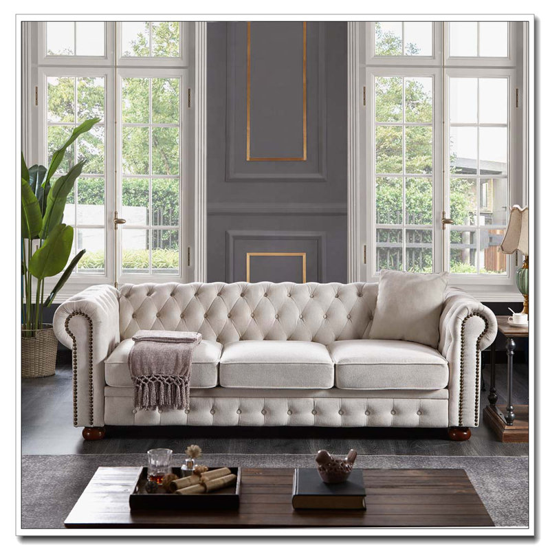 Canapé Chesterfield de salon, Beige