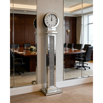Jeni 59'' Tall Floor Clock Mirrored Standing Clocks for Home Decor