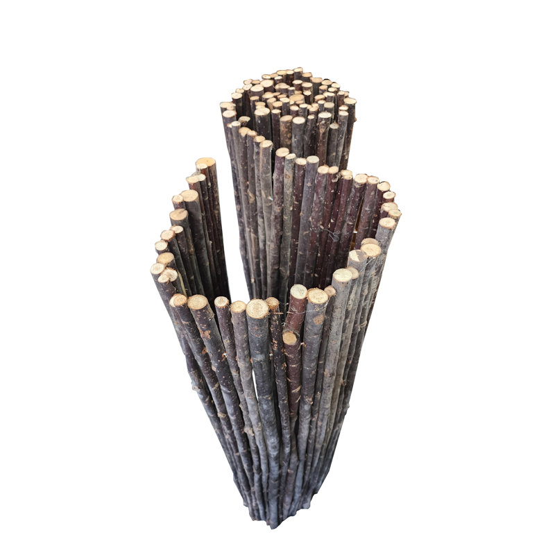 Large Dark Brown Willow Pole Garden Fence 6 ft. H x 6 ft. W