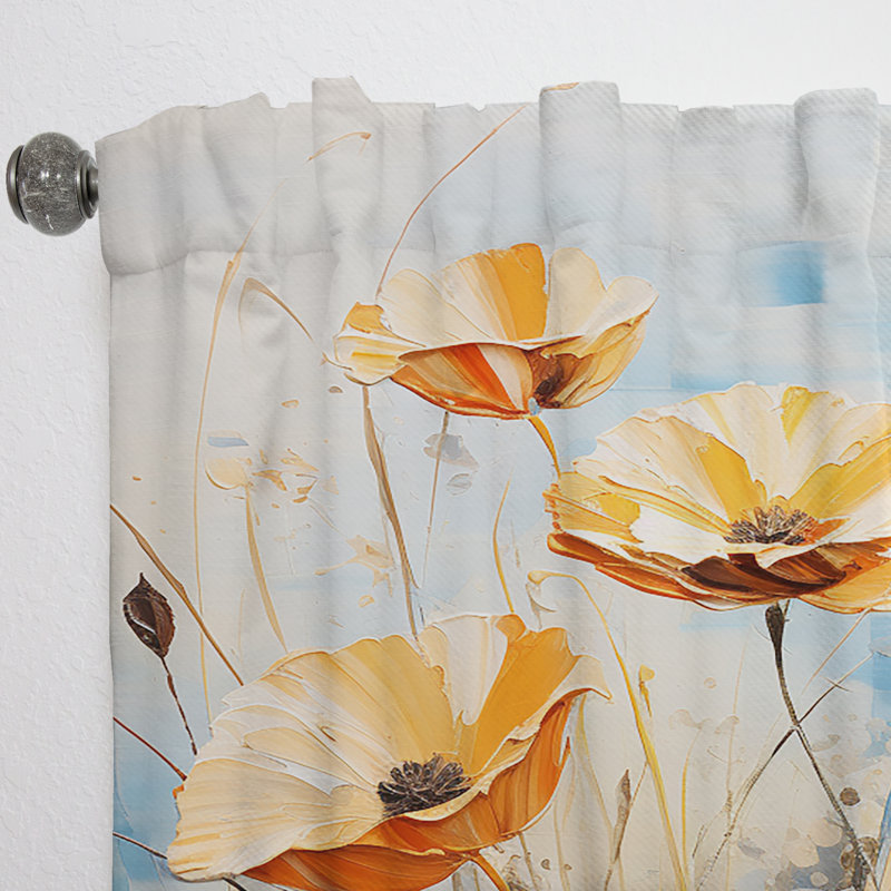 Lateika - Yellow Calm Cornflowers Meadows - Traditional Curtain - Velvet Room Darkening - 1 panel, 52" W x 95" L