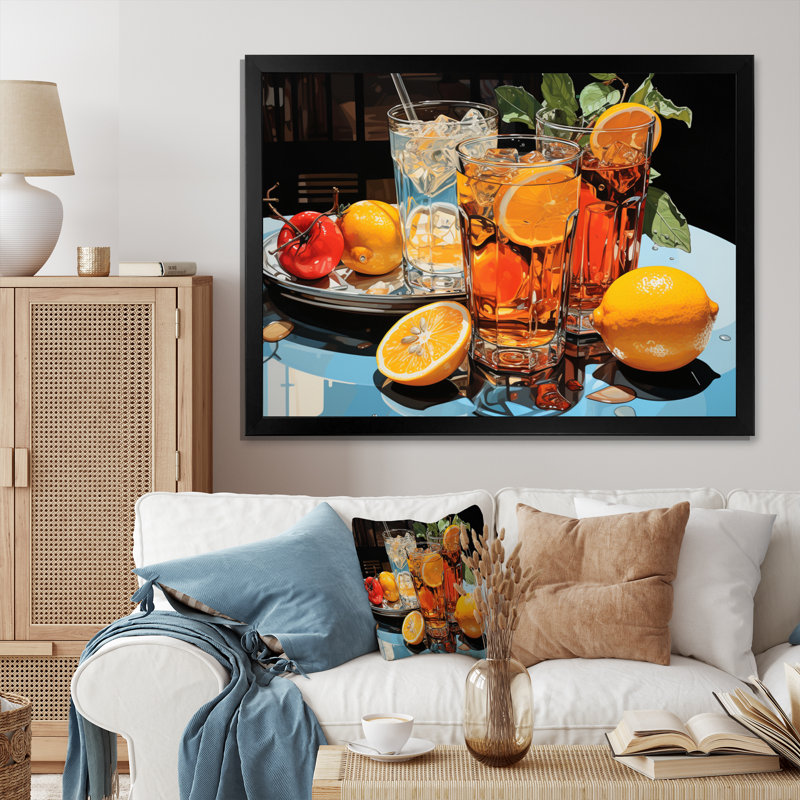 Cocktail Symphony III sur impression sur toile, Cadre simple noir, H 16 po x l 32 po x P 1 po