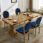 De 2 chaises de salle à manger avec rivets décoratifs, velours bleu, chaises en velours de bois massif, mousse haute rebond, pieds