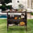 Antigo Outdoor Patio Wicker Bar Counter Table with 2 Steel Shelves and 2 Sets of Rails
