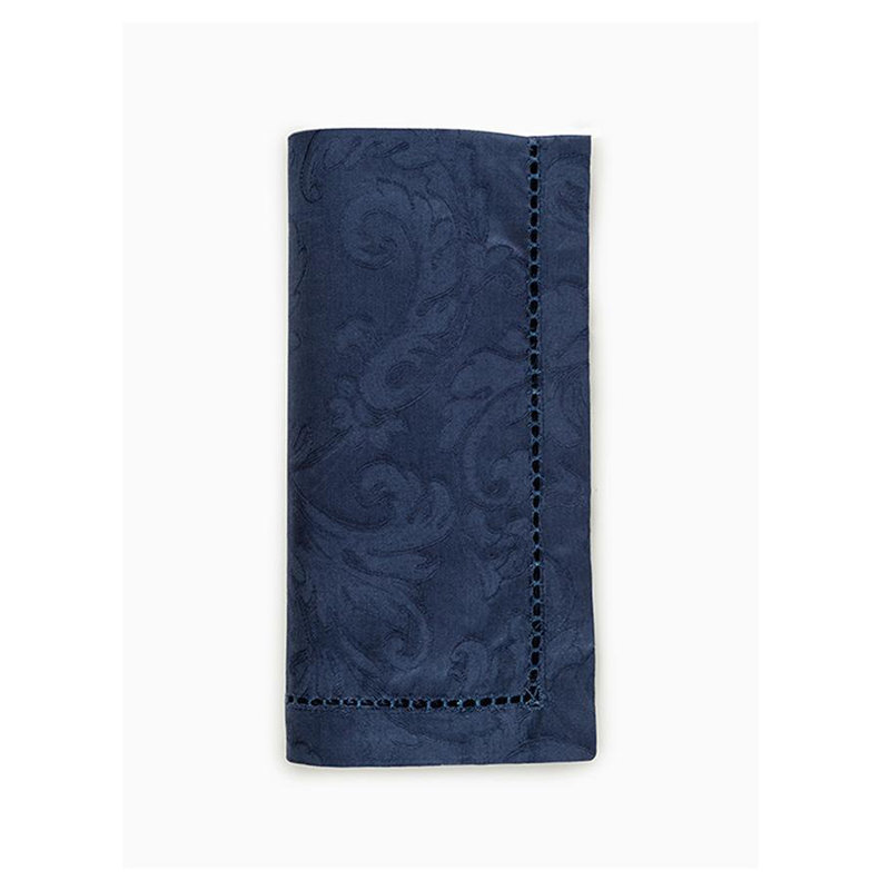 Acanthus Cotton Square Napkins, Sapphire