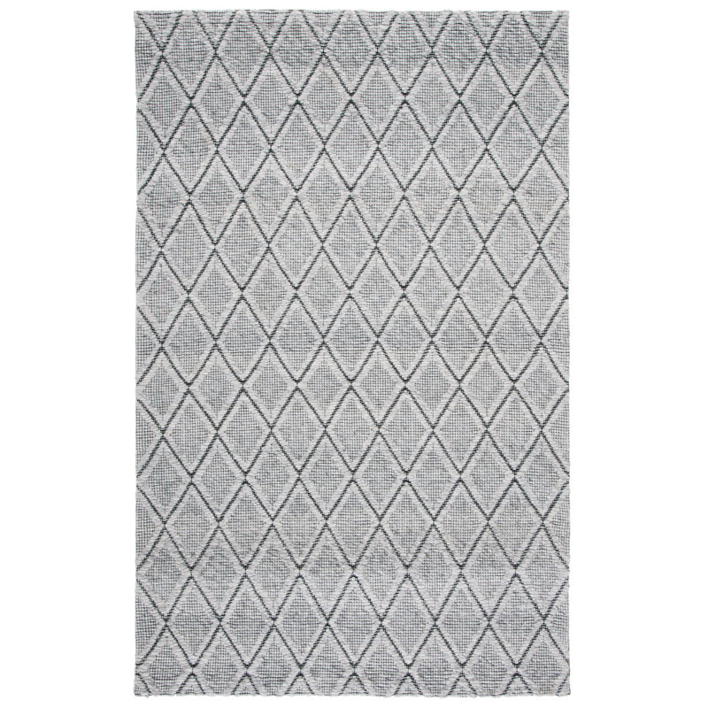 Marbella Hand Woven Wool And Cotton With Latex Geometric Rug, Rectangle 5' x 8'