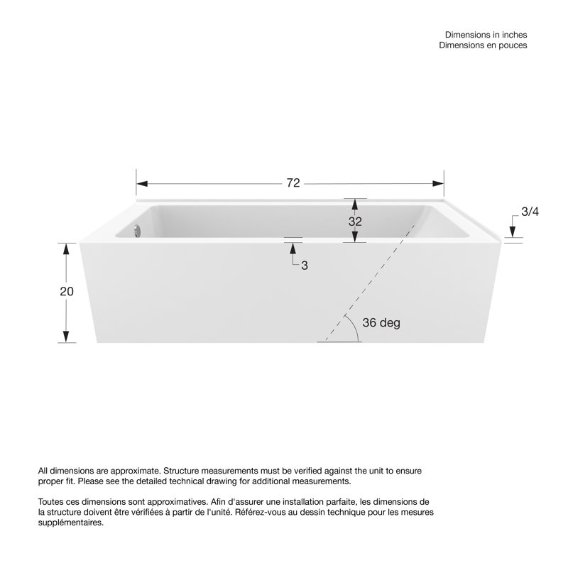 Baignoire de drainage Nevia 7232 IFS AFR, Gauche