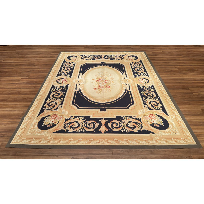 Original Hand Knotted Traditional Pattern Beige Wool Rug