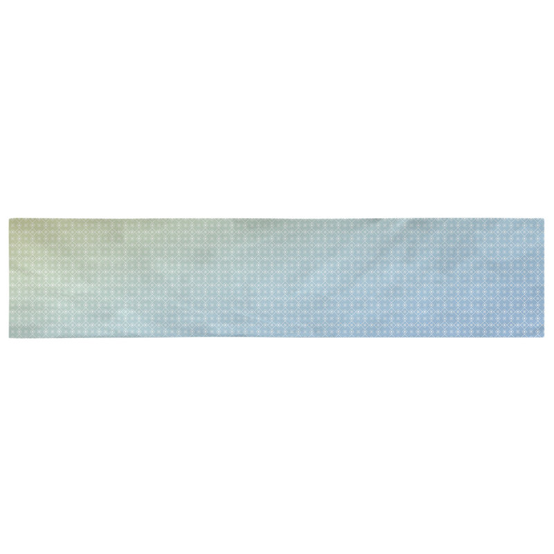 Chemin de table Avicia, 72 po x 16 po, Polyester, Bleu / jaune clair