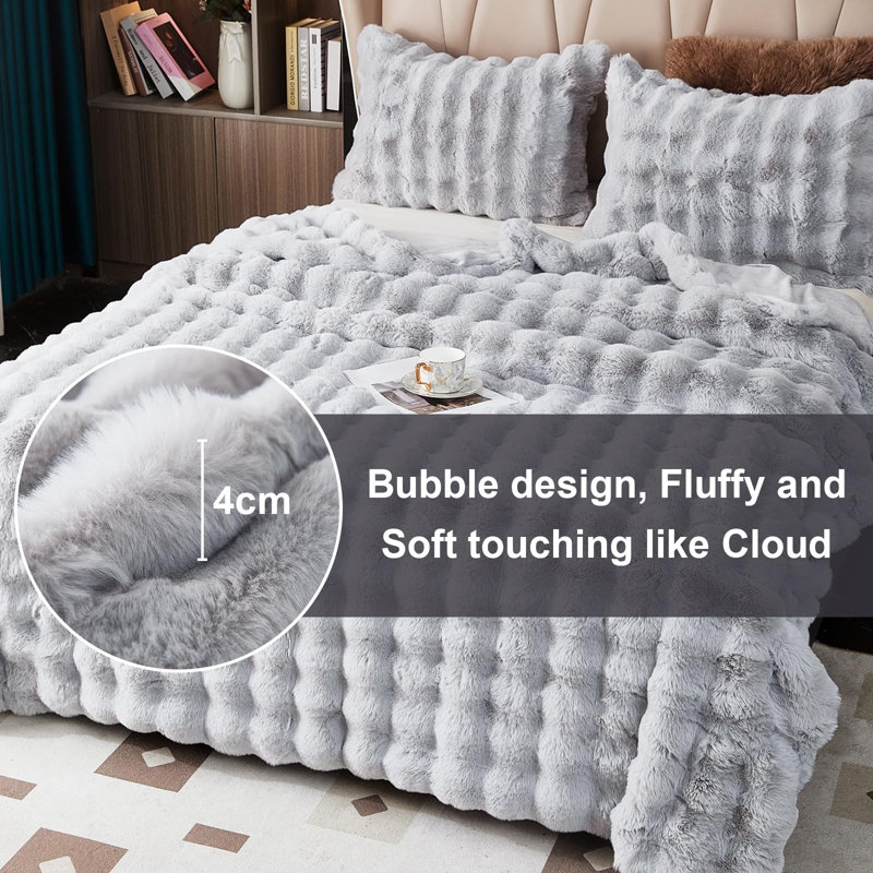 Ashritha Throw Blanket, Light Grey, 200cm x 130cm