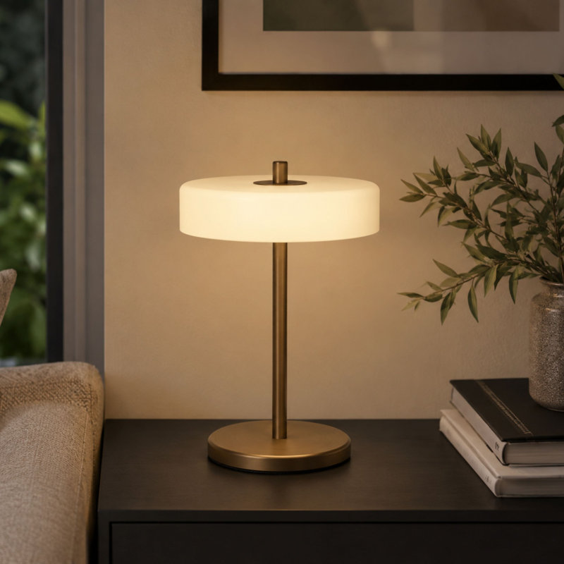 Plastic and Steel Standard Table Lamp, Dark Bronze