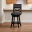 Tabouret pivotant avec dossier en X et siège en tissu gris anthracite Rich Brown
