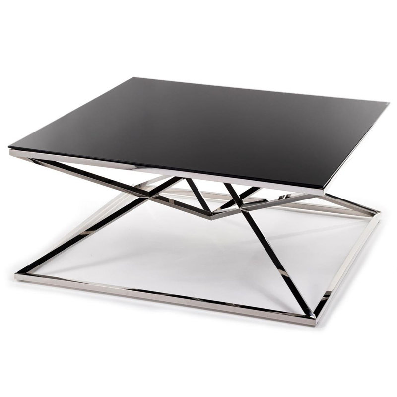 Amesville Frame Coffee Table, Black Top/Silver Base