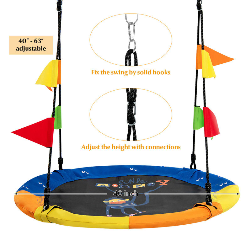 Siège de balançoire / chaîne multicolore avec chaînes Gymax
