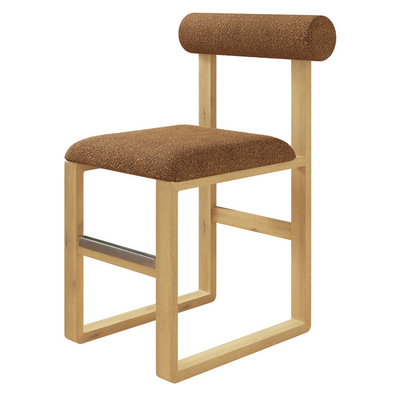 Brayden Upholstered Bar & Counter Stool with Wooden Sled Base, Counter Stool (24.5” Seat Height), Yellow, Orange