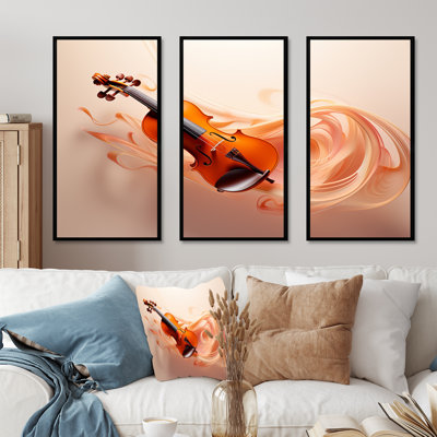 Vibrant Violin Auburn Elegance I - Ensemble de décoration murale musique