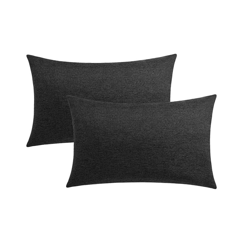 Set of 2 Polyester Indoor/Outdoor Throw Pillows Covers 12"x20" Lumbar support, Brown, Rectangle 12"H x 20"W