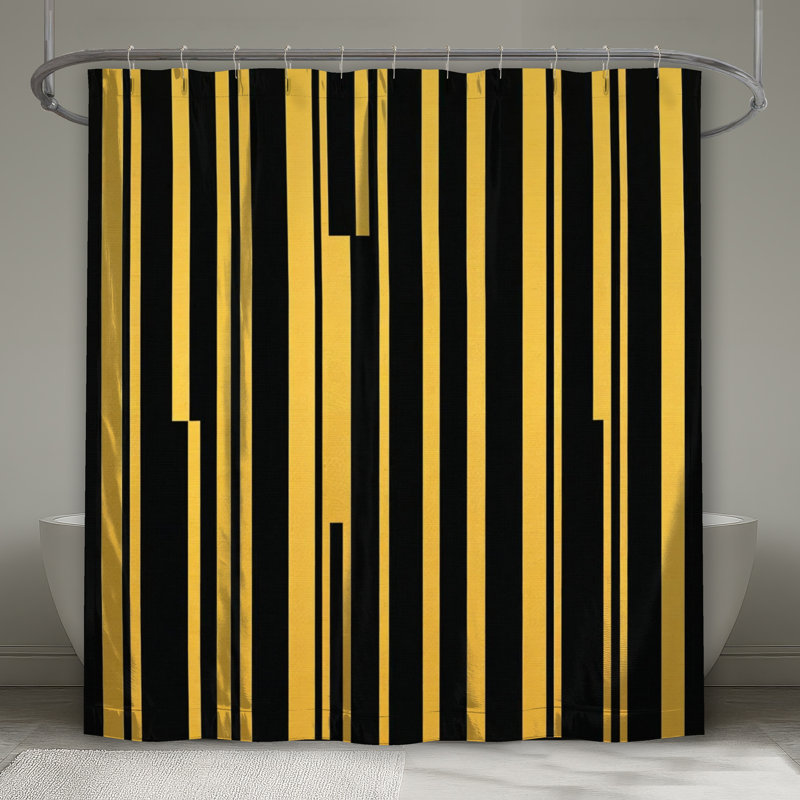 Rideaux de douche à rayures verticales, L 70 po x H 84 po, Or noir