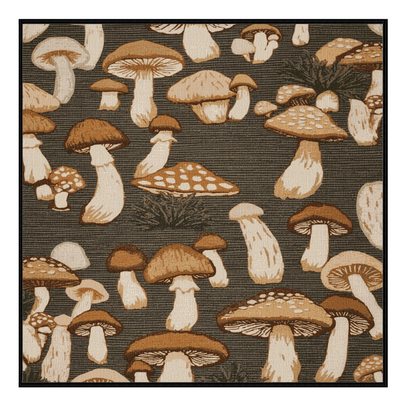 Machine Washable Botanical Brown Area Rug, Square 3'