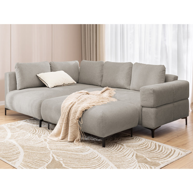 6 Seater Corner Sofa, Taupe, Left Hand Facing