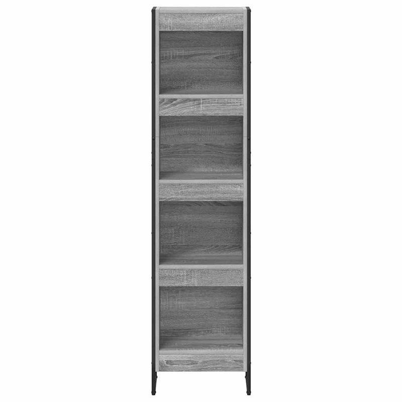 Steel Book Cabinet Bookcase, (4 Shelves) 155cm. H x 40cm. W x 30cm. D, Grey Sonoma
