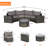 Outdoor Patio 7 Half-Moon Sectional With Round Coffee Table. Strong Over Steel, Protected, Breathable Cushions. Gray & Gray. Seats 4 Furniture, Washable-768341512