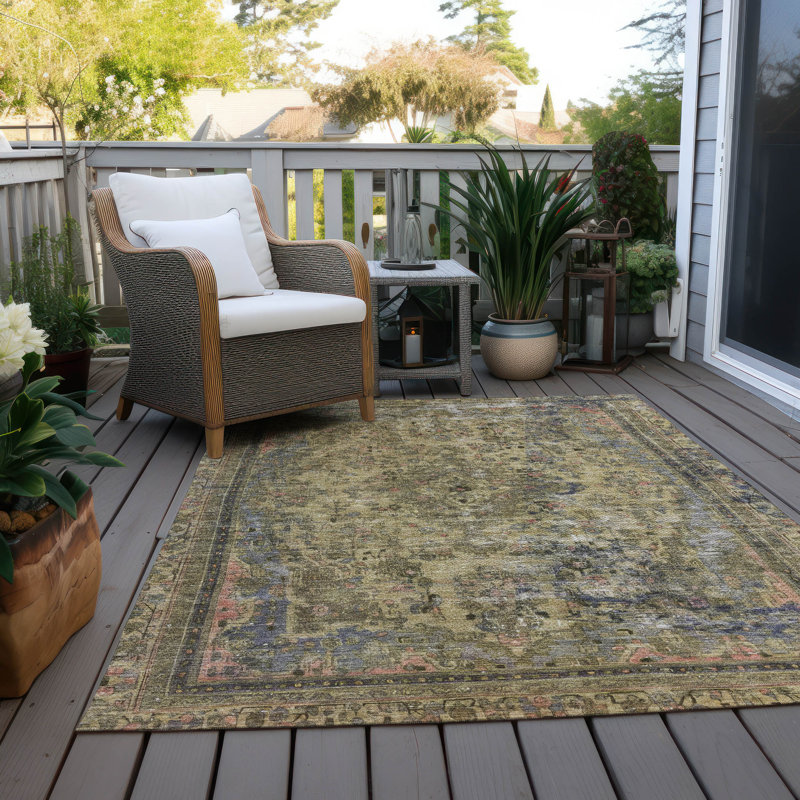 Tapis intérieur / extérieur lavable à la machine Claudian ACN1646, Rectangle 10 pi x 14 pi