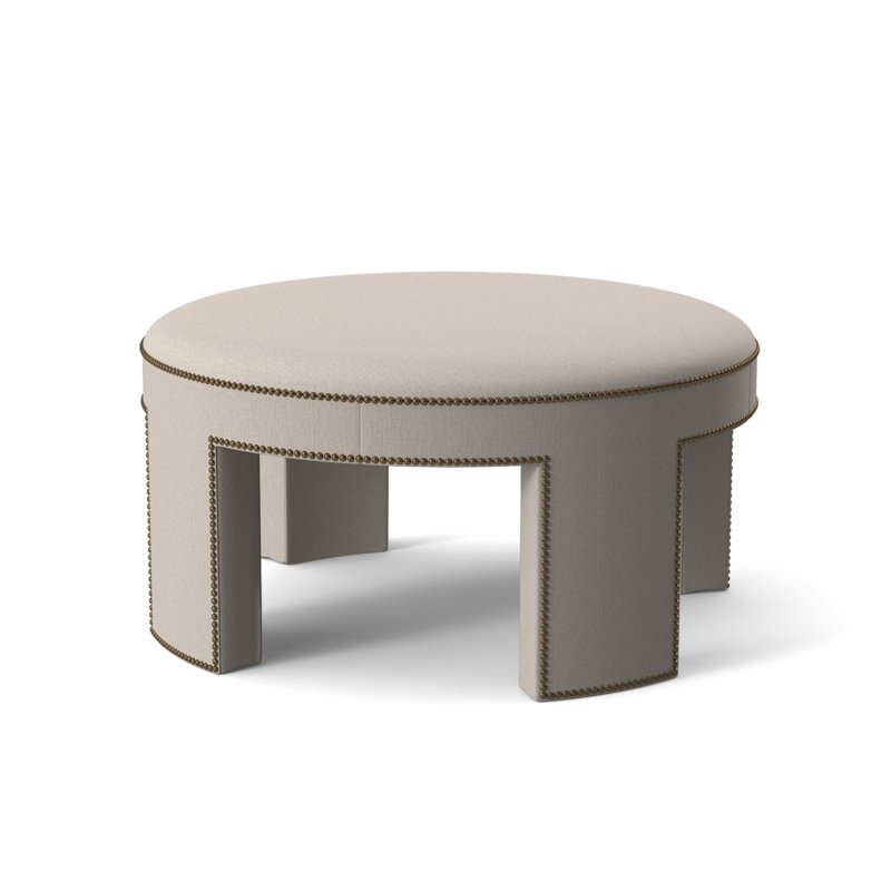 Durant Round Ottoman, Beige/Brown 71628L22, 18.75"H x 33.5"W x 33.5"D