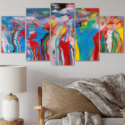 «Beautiful Life Summer Joy Abstract Expression», reproduction d'art sur toile abstraite - 5 panneaux