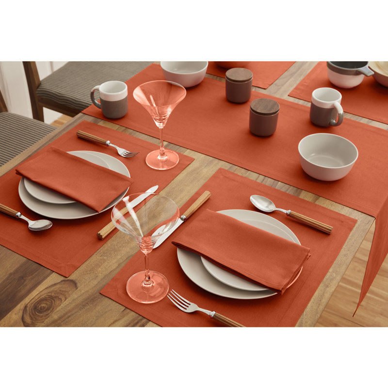Dru Cotton Linen Dinner Napkins, Pumpkin