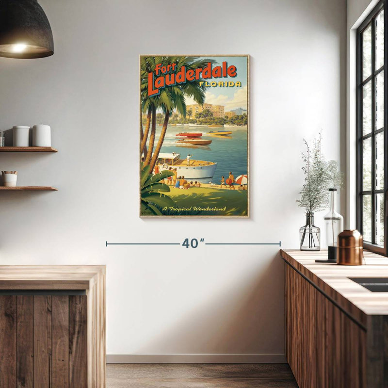 Fort Lauderdale, Floride, Cadre flottant en bois naturel, 25 po x 37 po
