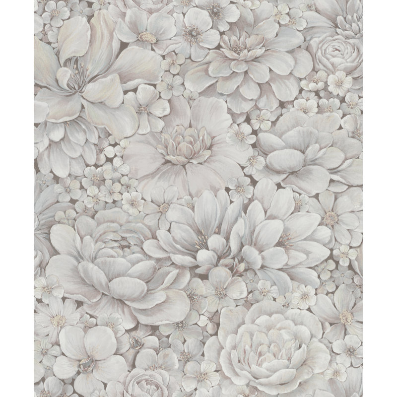 Eden Floral Texture 10m x 53cm Wallpaper Roll, Pink/Grey