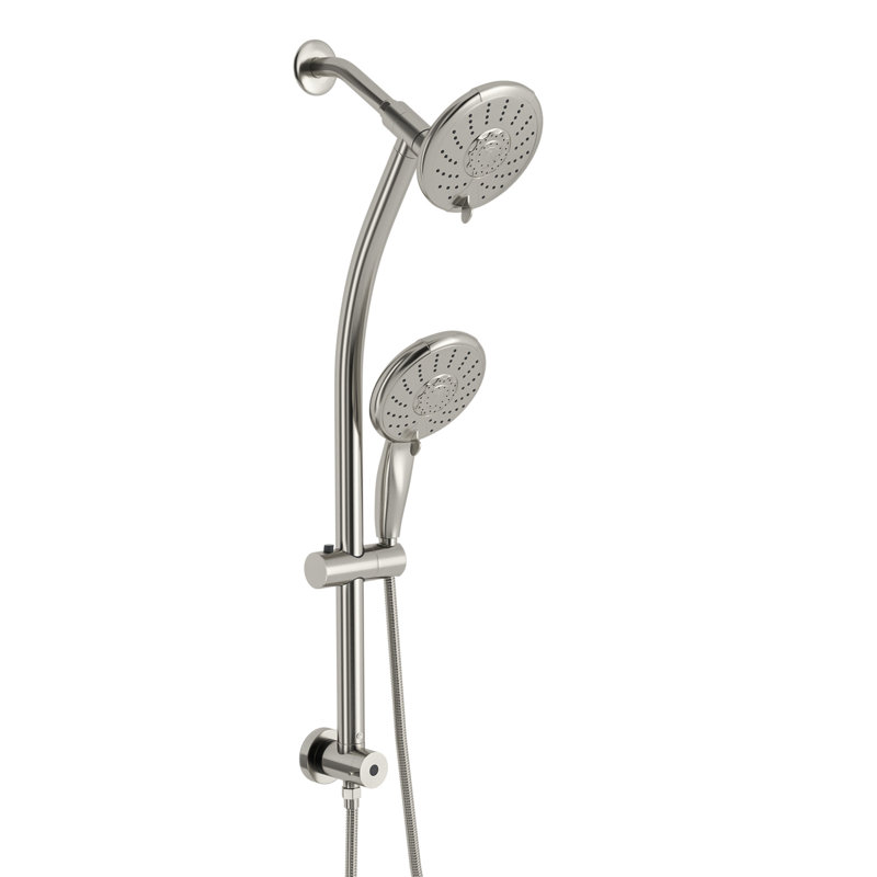 5" Multi Function Shower Head With Adjustable Slide Bar In Brushed Nickel - 5 Settings For Enjoyable And Bath Experience Bar, Spray Modes Time