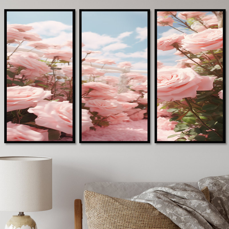 Duxbury - Ensemble d'impressions murales roses, Cadre flottant noir, H 40 po x l 60 po x P 1 po
