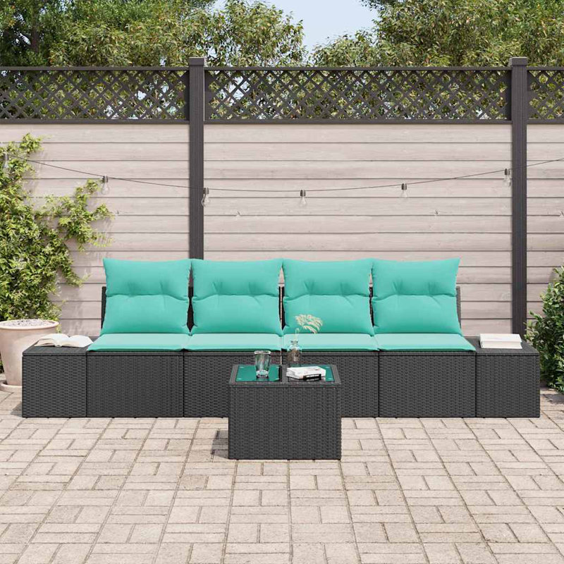 Ensemble de canapé avec coussin vidaXL 5 pièces vidaXL, Coussin bleu / cadre noir