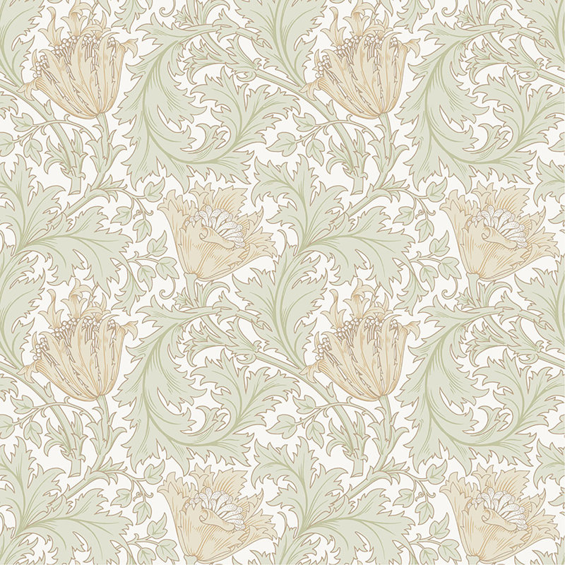 Anemone Floral Wallpaper Roll, Light Green