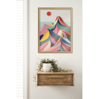 "MCM Mountains" par Rachel Lee, 3 oiseaux encadrés, art mural en verre