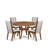 5-Pc Kitchen Set Includes a Pedestal Dining Table and 4 Grey Linen Fabric Parson Chairs with High Back - Antique Walnut Finish-1466534338