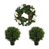 Rustic Hydrangea Fall  with UV Rated Outdoor Boxwood Drop-Ins