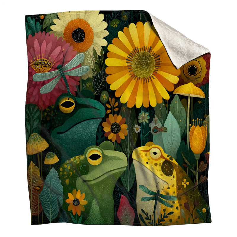 Couvertures de grenouilles et de libellules, L 50 po x H 60 po