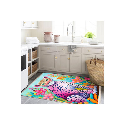 Tapis décoratif lavable à la machine multicolore