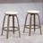 Set of 2 Beatus Beige Woven Fabric Counter Stool with Natural Wood Legs Set-1162713899-1162713902