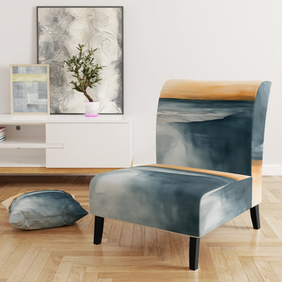 Chaise rembourrée Coastal Minimalisme - Fauteuil de chambre bleu et orange