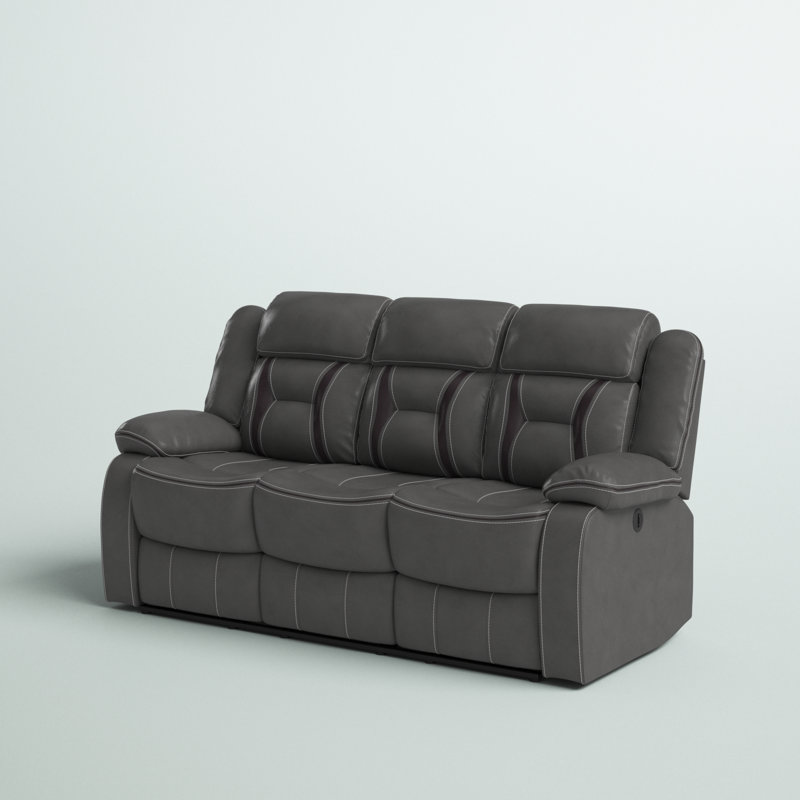 Canapé inclinable à accoudoirs coussinés de 80 po Adler, Similicuir gris